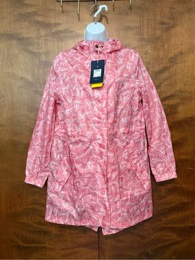 JOULES Go Lightly Zip Front Waterproof Rain Jacket Womens 6 Pink Shells Hooded